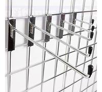 Complete Retail Solutions Ltd NEW 8"/ 8 Inch GRID MESH WALL HOOKS PRONG ARM FOR MESH PENAL IN CHROME 6" (50X 8/8 GRID MESH WALL MESH PENAL HOOKS)