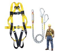 Complete Roof Safety Harness Kit - Fall Protection Body Safety for Construction | Adjustable 5-Point Men's Harness Compliant Roofing Equipment