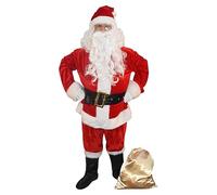 Complete Santa Suit, Santa Claus Costume for Men, Professional Deluxe Plush Santa Costume, Classic, Comfortable, Breathable Santa Outfit for Adults