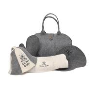 Complete Sauna Accessories Kit - Wool Banya Hat, Kilt Towel, Storage Bag, Felt Mitten Glove & Seat Cushion Pad - for Finnish, Russian, Steam, Dry & Outdoor Saunas - Spa Gift Set for Women