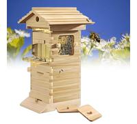Complete Self-Flow Beehive System for Backyard Beekeeping - Langstroth Style with BPA-Free Frames, Durable Wood Brood Box & Roof Assembly, Easy Honey Extraction