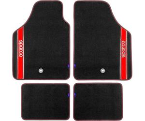Complete Set 03763 Carpet Car Mats Red Universal Four Pieces SPARCO