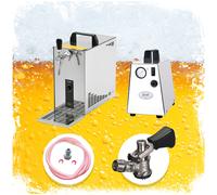 Complete set beer dispenser, beer case, flow cooler PYGMY 25 1-line dry cooler, 35 litres/h, Green Line 5 liter adapter