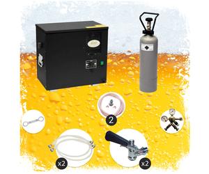 Complete set Beer Dispenser, Beer Machine - AS-40, 2-lines, continuous cooler, wet cooler - Green Line Type S, Type D