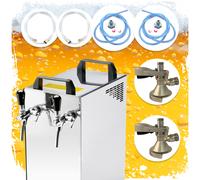 Complete set Beer Dispenser, Beer Machine - Kontakt 40/K, 2-line dry cooling device made of stainless steel, 50 liters/h, with membrane pump, Green Line none, KeyKeg