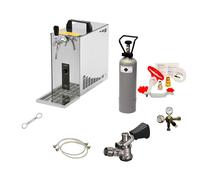 Complete set Beer Dispenser, Beer Machine - Lindr PYGMY 25, 1-line dry cooler, 35 liters/h, cleaning set for dispenser and keg Type M