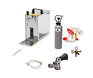 Complete set Beer Dispenser, Beer Machine - Lindr PYGMY 25, 1-line dry cooler, 35 liters/h, cleaning set for dispenser and keg Type A