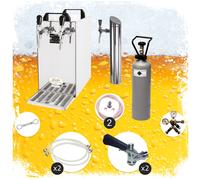 Complete set - Beer dispenser- Kontakt 40 2-sided dry cooler, continuous cooler 50 liters / h, incl. Dispenser column, Green Line Type G, Type D