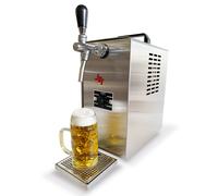 Complete set - JET 30 1-line home draft beer pump dispenser, beer machine, 35 liter/h beer cooler with foldable beer tent set and wooden barrel NC Adapter