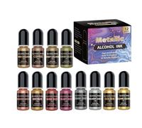 Complete Set of 12 Metallic Alcohols Inks for Resin and Crafting Versatile Pigment Collection for Creative Art Expressions Alcohols Based Inks