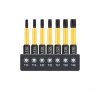 Complete Set of 7 Magnetic for Torx Screwdriver Bits with Holder, for Mechanics and Technicians (50mm)