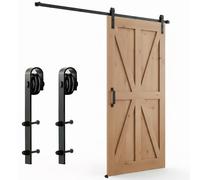 Complete Set of Hardware Accessories for Sliding Door with Top-Mounted Track, Including Heavy-Duty Carbon Steel Guide Rails for Door Panels 30-45mm Thick (2.44m Single)