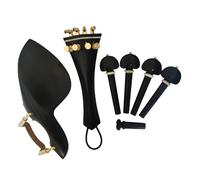 Complete Set Of Violin Ebony Accessories 4/4 Size Chin Rest Tailpiece Pegs(Ebony5)