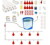Complete Set Pipeline Automatic Poultry Waterer System with PVC Pipeline and 304 Stainless Steel Hose, Chicken Water Cups, Poultry Waterer, Chicken Watering System.