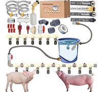 Complete Set Pipeline Stainless Steel Pig Waterer System,Pig Waterer Nipples with Water Tank Connector,Automatic Pig Nipple Water Drinker,Pig Nozzle Nipple Drinker,Pig Water Nipple for Hog Piglet Goat