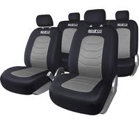 Complete Set SPC1019 Universal Car Seat Covers Black And Gray Stripes SPARCO