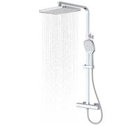 Complete Shower Set with Mixer, Rainfall Shower Head, Handheld Shower Head with Hose, Adjustable Shower Rail, Square Rain Shower Head & Riser Rail Kit for Bathroom (Ocean Chrome)