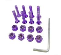Complete skateboard screw and nut kit 8pcs with wrench 1 inch 25mm bridge screws treated with rust resistant electroplating for long service life (Purple)