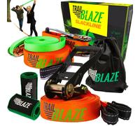 Complete Slackline Kit with Training Line - Tree Protectors + Ratchet Cover Tightrope Slackline Beginner Kit - Easy Setup 15 Metre Slack Line Set