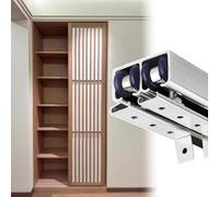 Complete Sliding Door Set with Track and Rollers Double Bypass Door Kit for Cabinets (1.2m to 9.1m) Barn Door Hardware for 2 4 Doors Silver Finish