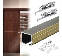 Complete Sliding Door Track System, Ceiling Mounted Sliding Barn Door Tracks, Sliding Closet Door Hardware Kit for Garage Room Dividers(Champagne,6ft/1.8m)
