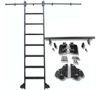 Complete Sliding Ladder Hardware Kit, Rolling Rail Track System with Steel Round Tube, Floor Casters, for Library, Home, Loft Use (Ladder Not Included) (16ft/500cm Track kit)