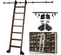 Complete Sliding Track Kit for Round Tube Ladder - Transform Your Standard Ladder into an Innovative 6.6 ft Sliding Ladder for Bookshelves and More.