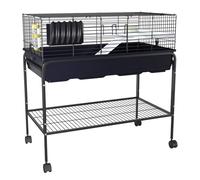 Complete Small Pet Cage Starter Kit with Storage Shelf and Rolling Stand, Removable Animal Habitat with Accessories for Hamster, Guinea Pig, Chinchilla, Gerbil, and Hedgehog 99x53x93.5cm