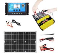 Complete Solar Kit,300W Converter Inverter 18W Full Solar Panel | Waterproof DC 12V to AC 110V/220V Solar Converter 30A Controller with USB Ports