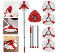 Complete Spin Mop Replacement Kit: 4 Microfibre Heads, Base & Adjustable Handle - Vileda Turbo Compatible