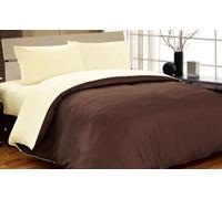 Complete Super King, Reversible Chocolate Brown/Cream, Duvet Cover and Fitted Sheet Bed Set by Viceroybedding