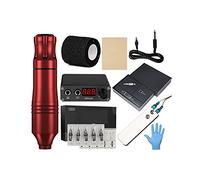Complete Tattoo Kit LCD Power Supply Cartridge Needles Set Permanent Makeup Tattoo Machine Kit for Starter Tattoo Artists(Rot)