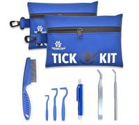 Complete Tick Removal Kit for Dogs & Cats - Tick Remover Tool Set with 3 Size Hooks, Tick Comb & Stainless Steel Precision Tick Remover + Tweezers, Travel Pouch - Safe, Fast Tick Removal (2)