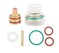 Complete TIG Welding Torch Gas Lens Kit with Collet Body and White Plastic Ring Compatible with Standard TIG Torches for 1.6mm, 2mm, 3mm Tungsten Electrodes