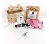 Complete tofu Making kit - tofu Press Box, Nylon nut Milk Bag, Cotton Cloth, Kitchen Thermometer, Rubber Gloves, Soy Beans and nigari. All in one kit with Instruction Leaflet