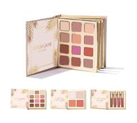 Complete Travel Makeup Set - 12-Color Eyeshadow Palette + Blush & Highlighter + 4 Matte Liquid Lipsticks, All-in-One Compact Kit for On-the-Go Beauty