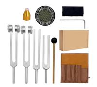 Complete Tuning Forks Kit for Healing, 128Hz 136.1Hz 256Hz 384Hz Aluminum Alloy Weighted & Unweighted Tuning Forks,Hockey Puck Activator and Strike Base with Leather Pouch