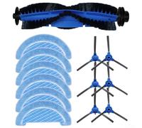 Complete Vacuum Replacement Set Main Roller Brush, 6 Side Brushes, Filter and 6 Mop Cloths for Cecotec For Conga 990 Vital/For Conga 999 Vital Robot Vacuum (F)