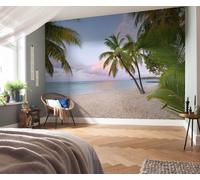 Complete Wallpaper Mural 368x284 cm | 144x97 inch beach Island Palms Ocean blue