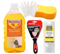 Complete Wallpaper Stripper Bundle - Includes 500ml Wallpaper Remover, Four-Inch Scraper, Dust Sheets, Sponge, and Gloves - Ideal for Use with Wallpaper Steamer Stripper