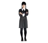 Complete Wednesday Addams for Kids: Includes Dress, Wig, and Gothic Style - Perfect for Addams Family Themed Parties Size M