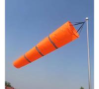 Complete Windsock Kit with Pole, Reflective Band Aviation Wind Sock, Outdoor Wind Direction Indicators, Oxford Fabric Wind Measurement Flag(Orange,L-1.5m(4.9ft))