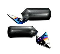 Complete Wing Mirrors 1 Set Universal Retro Car Manual Adjustment Rearview Side Square Style W/Blue Mirror Surface Metal Bracket Rear View(Blue)
