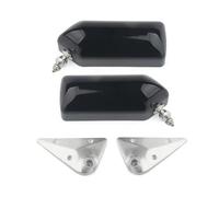 Complete Wing Mirrors 1 Set Universal Retro Car Manual Adjustment Rearview Side Square Style W/Blue Mirror Surface Metal Bracket Rear View(Black)