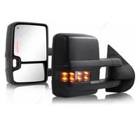 Complete Wing Mirrors For Chevrolet C/K 1988-1998 For GMC 1500/2500/3500 Power Chrome LED Clearance Signals Tow Mirrors Towing Compatible Pair(A Pair Black)