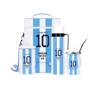 Complete Yerba Mate Kit - Includes Premium Argentina Captain NO.10 Mate Cup, Bombilla(Straw), 1000ml Insulated Bottle, Matera Bag, Container Yerbero, Tea Filter and Shaving Set