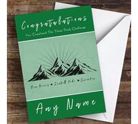 Completed The Three Peak Challenge Green Personalised Greetings Card - Congratulations Card, Personalised Well Done Card, Custom Congratulations Card