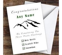 Completed Three Peak Challenge White Personalised Greetings Card - Congratulations Card, Personalised Well Done Card, Custom Congratulations Card
