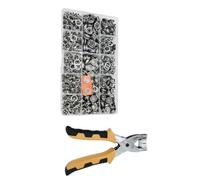 Completely Set of 200 11mm Metal Fasteners with Plier for Apparel Accessories and Repairs Closures Hollow Snap Fasteners