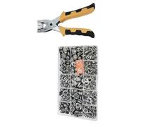 Completely Set of 200 11mm Metal Fasteners with Plier for Apparel Accessories and Repairs Closures Hollow Fasteners